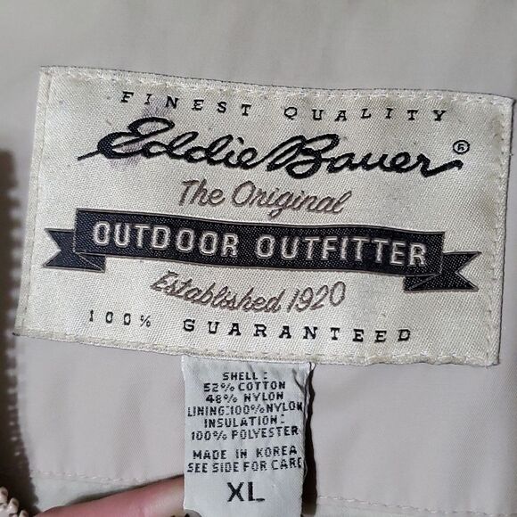 Eddie Bauer XL All Weather Lightweight Cozy Winter Tan Khaki Jacket - Picture 3 of 10
